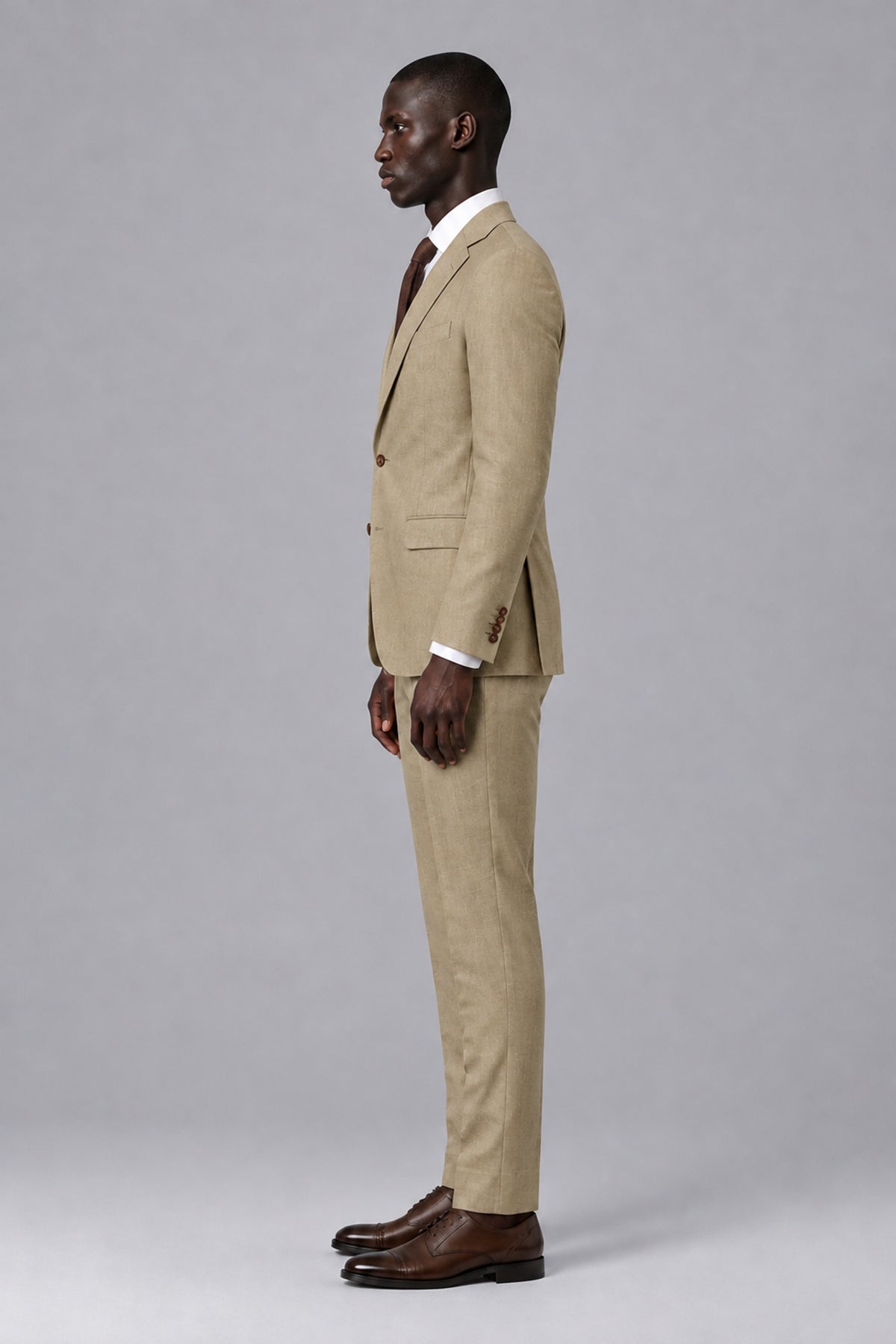 Men's Tan Two-Piece Notch Lapel Suit - Tan - Tan_4