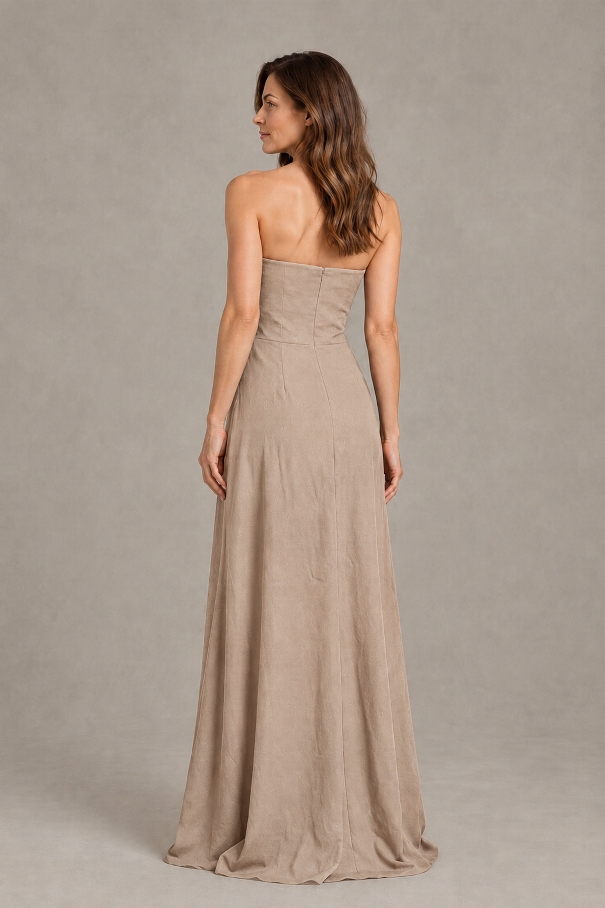 BOLODOO Taupe Strapless Floral Mother of the Bride Gown - Taupe - Taupe_02