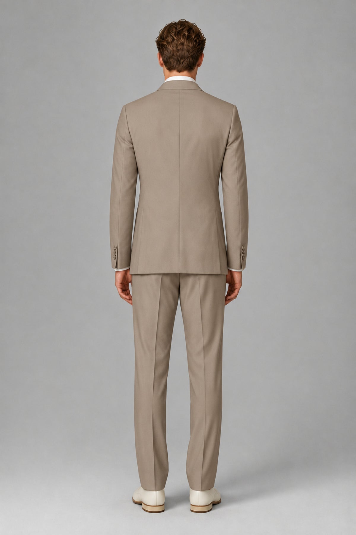 Bolodoo Men's Taupe Wrap Tie-Waist Two-Piece Suit – Jacket & Trousers - Taupe - Taupe_3