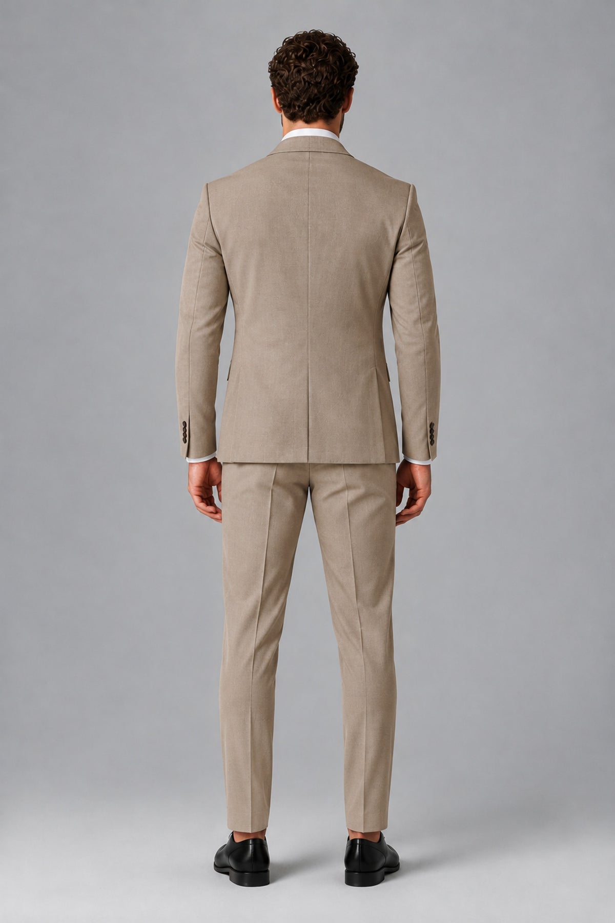 Bolodoo Men's Taupe Two-Piece Suit with Notch-Lapel Jacket & Trousers - Taupe - Taupe_3