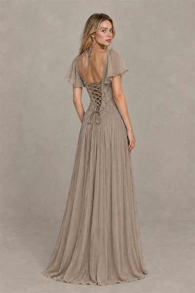 BOLODOO Taupe Flutter Sleeve Lace Corset A-Line Maxi Dress - Taupe - Taupe (2)