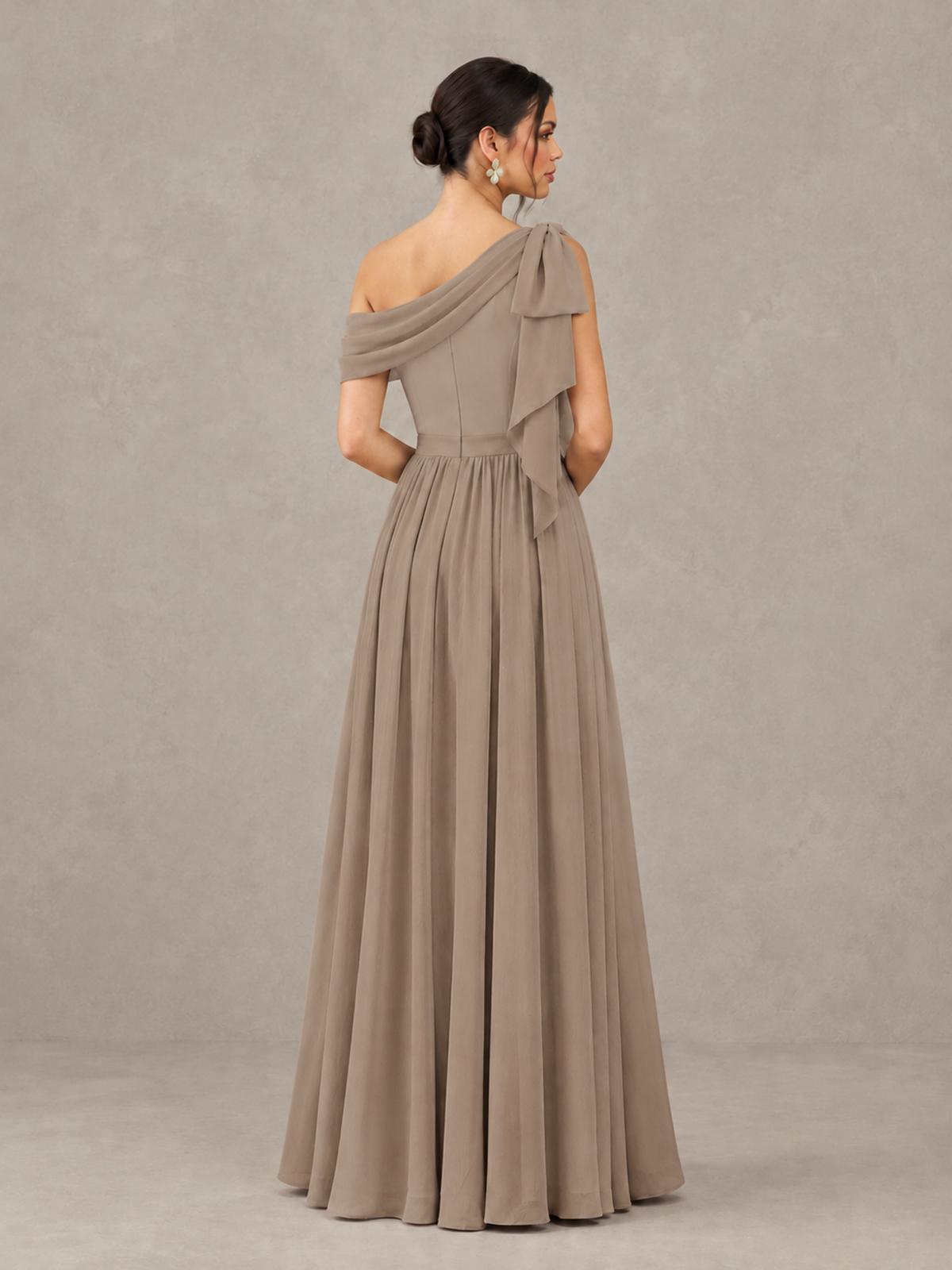 BOLODOO Taupe One-Shoulder Maternity Bridesmaid Dress with Slit - Taupe - Taupe (2)