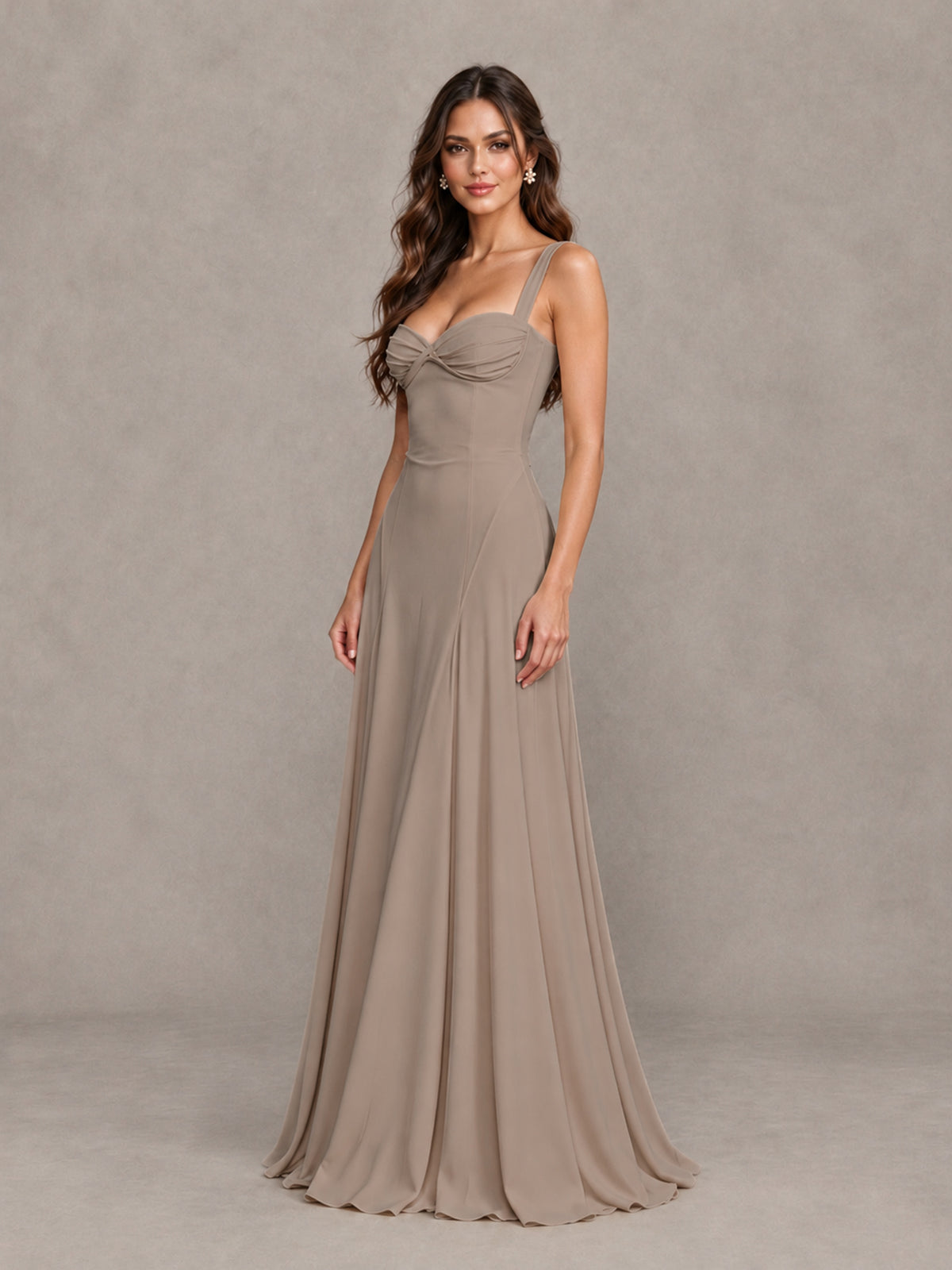 BOLODOO Taupe Sweetheart Lace-Up Back Bridesmaid Dress - Taupe - Taupe (3)