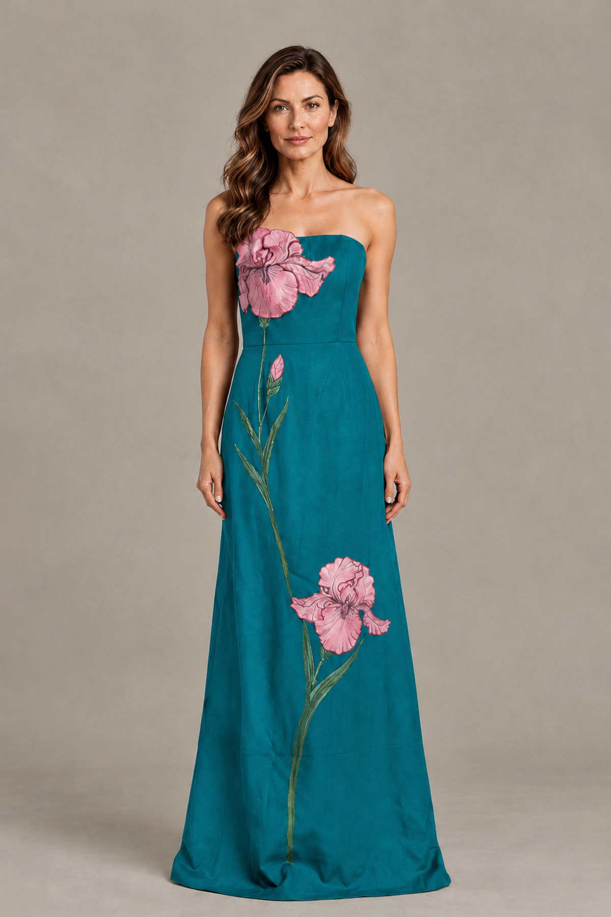 BOLODOO Teal Strapless Floral Mother of the Bride Gown - Teal - Teal_01