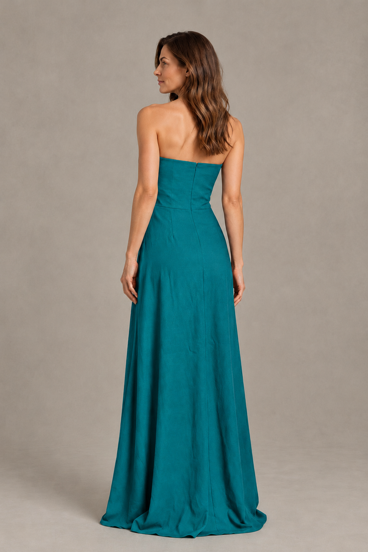 BOLODOO Teal Strapless Floral Mother of the Bride Gown - Teal - Teal_02