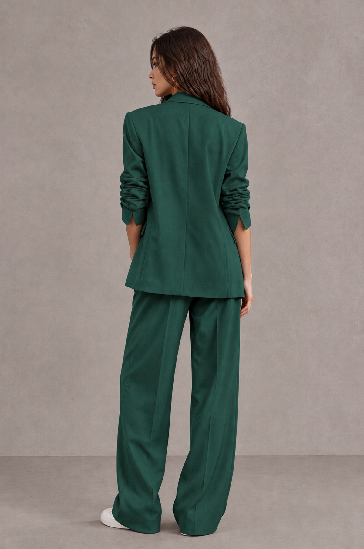 BOLODOO Teal Brown Blazer & Wide-Leg Pants Suit for Women - Teal - Teal_02