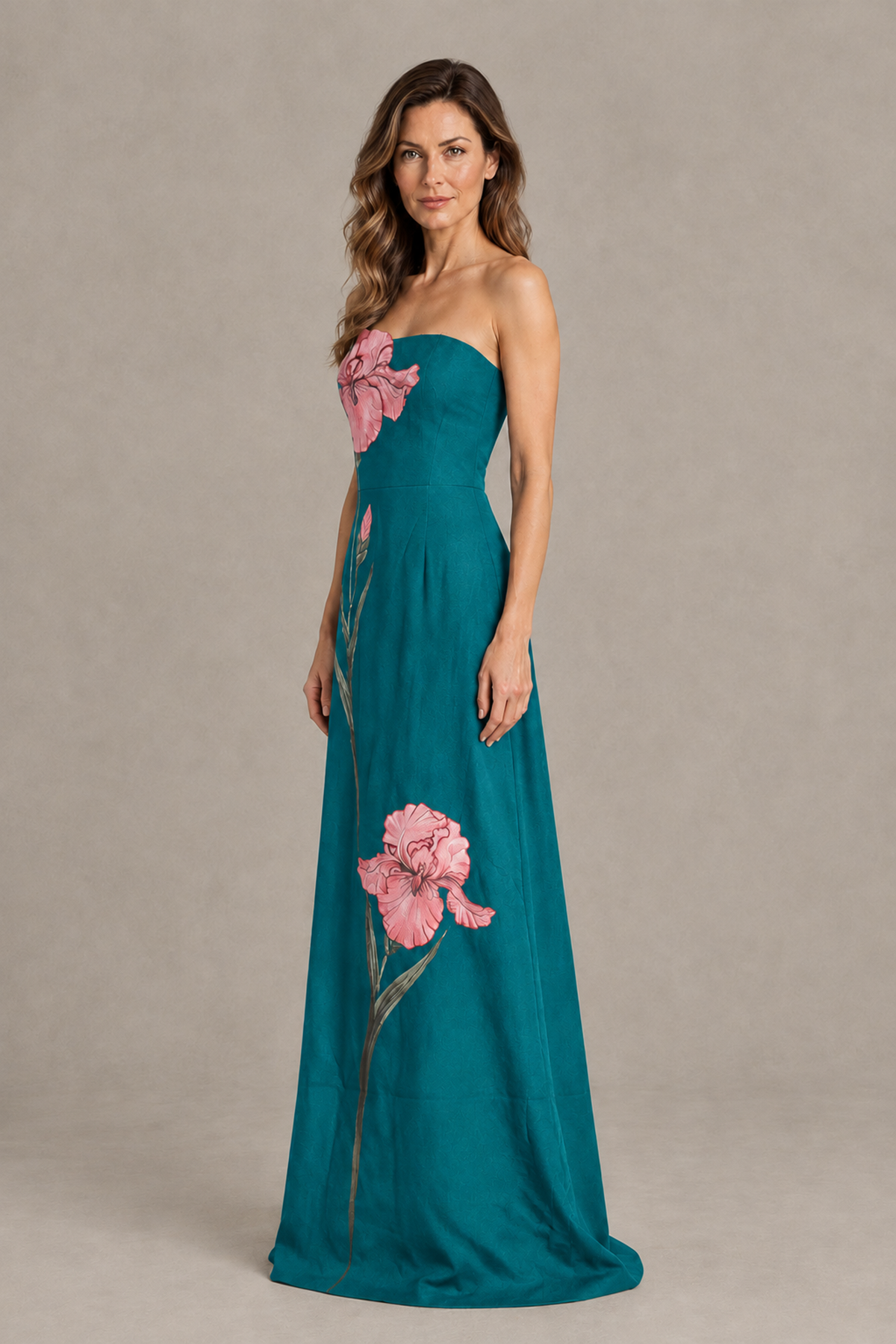 BOLODOO Teal Strapless Floral Mother of the Bride Gown - Teal - Teal_03