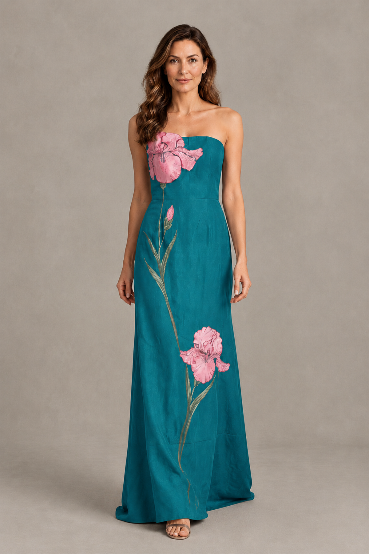 BOLODOO Teal Strapless Floral Mother of the Bride Gown - Teal - Teal_04