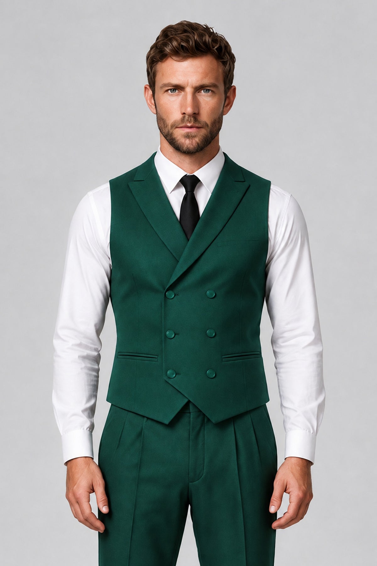 Bolodoo Men's Teal Double-Breasted Vest and Pants 2-Piece Suit - Teal - Teal_1