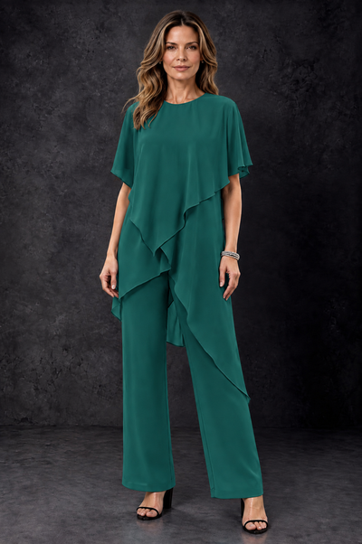 BOLODOO Teal Chiffon Two Piece Mother of the Bride Pant Suit - Teal - Teal_1