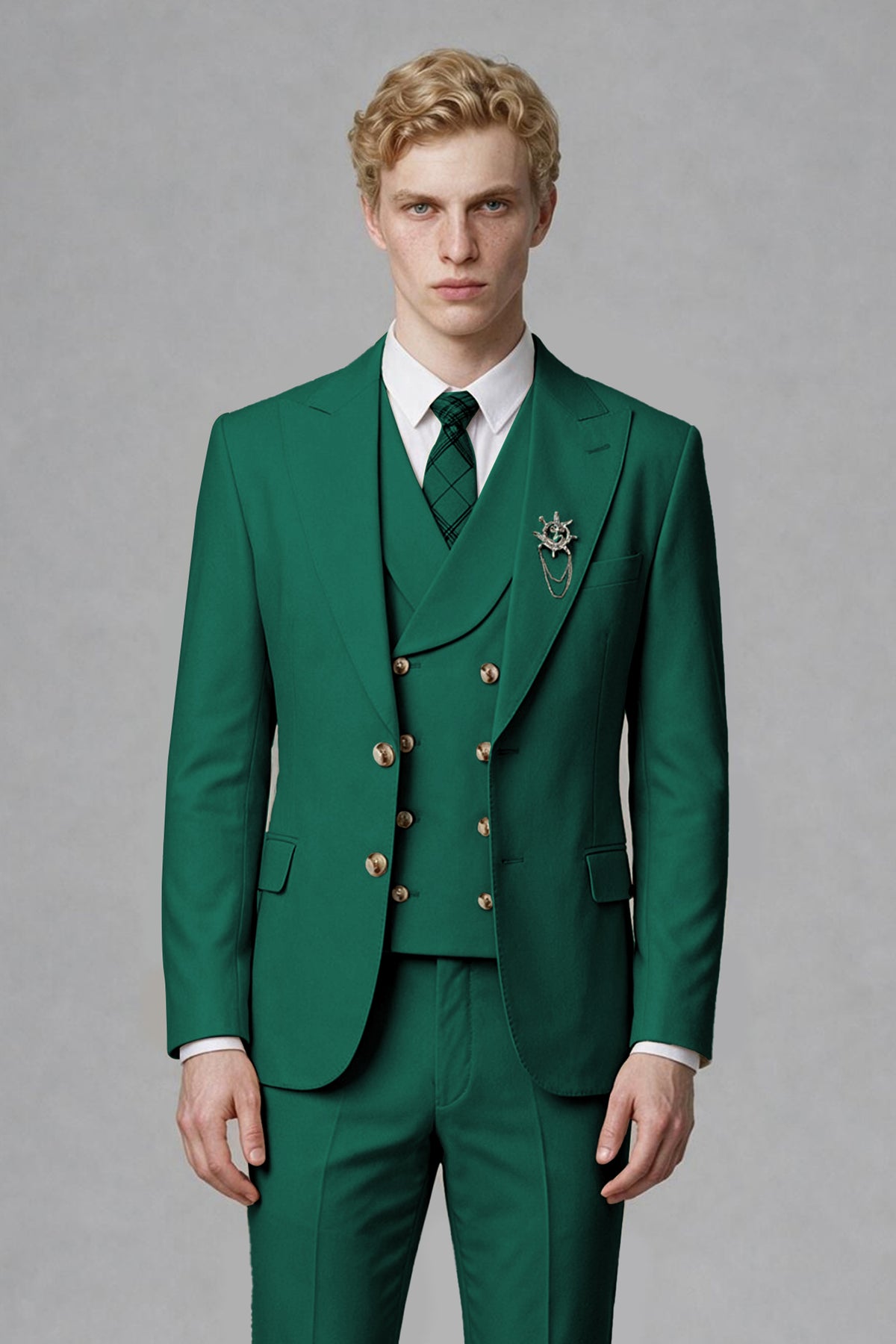 BOLODOO Men's Teal Two-Piece Wedding Suit – Jacket & Trousers - Teal