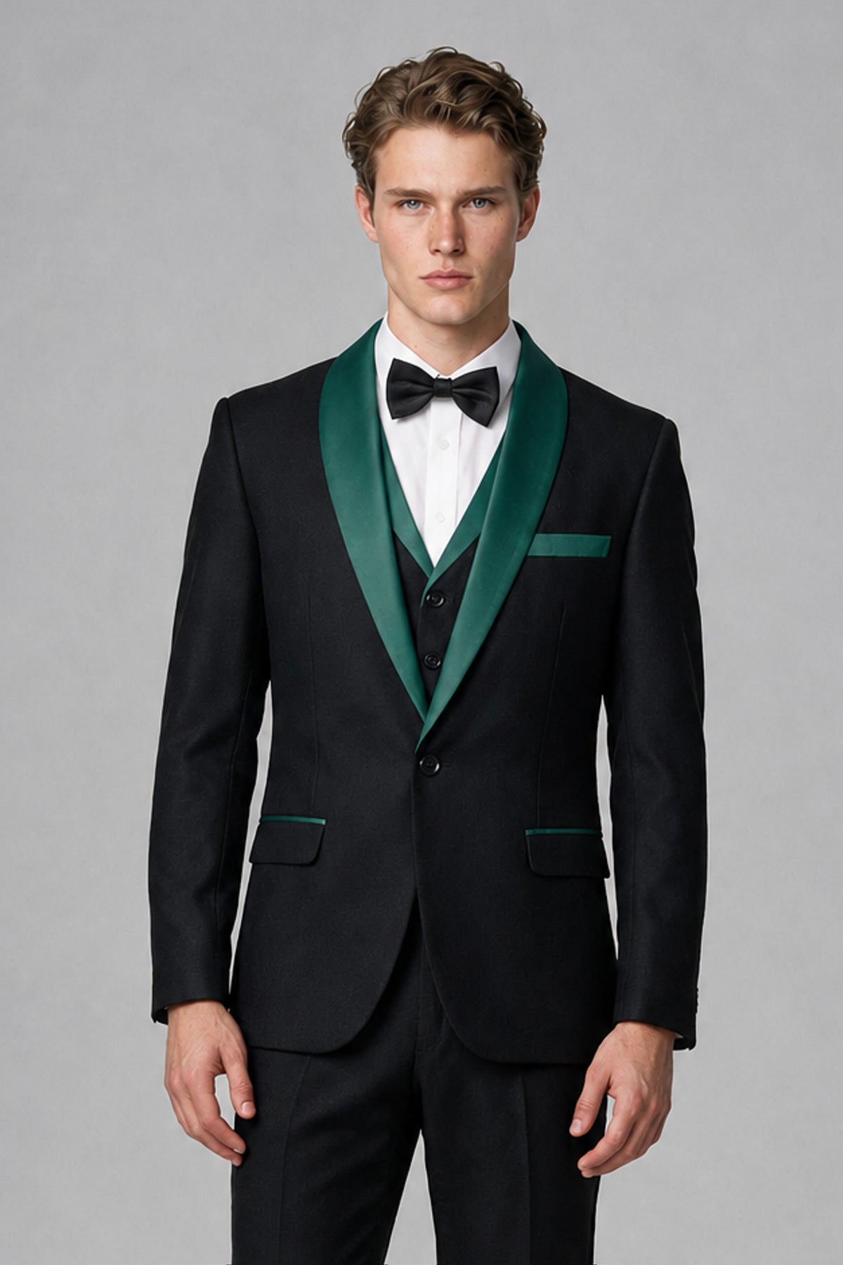 Bolodoo Men's Teal 3-Piece Shawl Lapel Tuxedo Suit - Teal - Teal_1