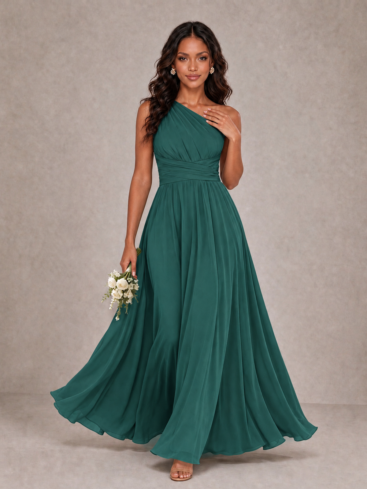 BOLODOO Teal One-Shoulder A-Line Bridesmaid Dress - Teal - Teal_1