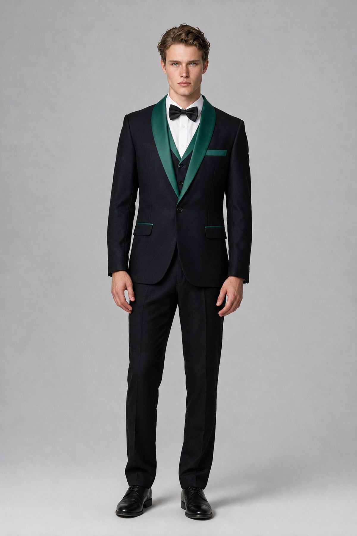 Bolodoo Men's Teal 3-Piece Shawl Lapel Tuxedo Suit - Teal - Teal_2