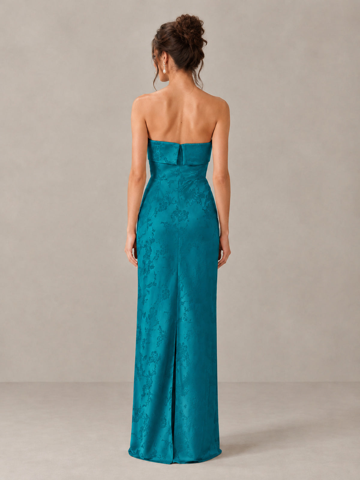 BOLODOO Teal Strapless Floral Bridesmaid Dress - Teal - Teal_2