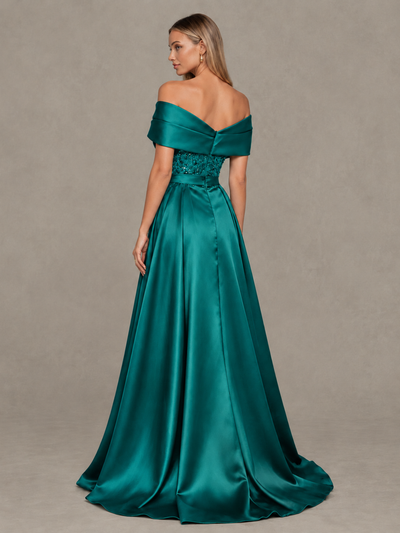 BOLODOO Teal Sequin Mermaid Evening Dress with Detachable Satin Overskirt and Sweep Train - Teal - Teal_2