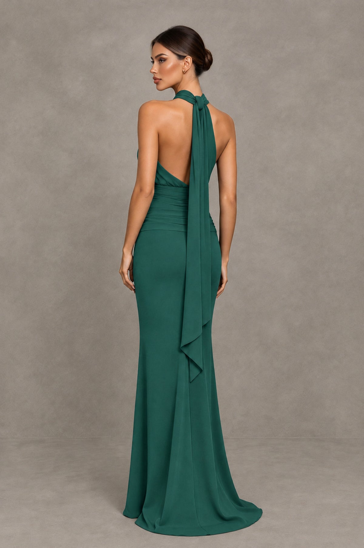 BOLODOO Teal Chiffon Halter Maxi Formal Wedding Guest Dress - Teal - Teal_2