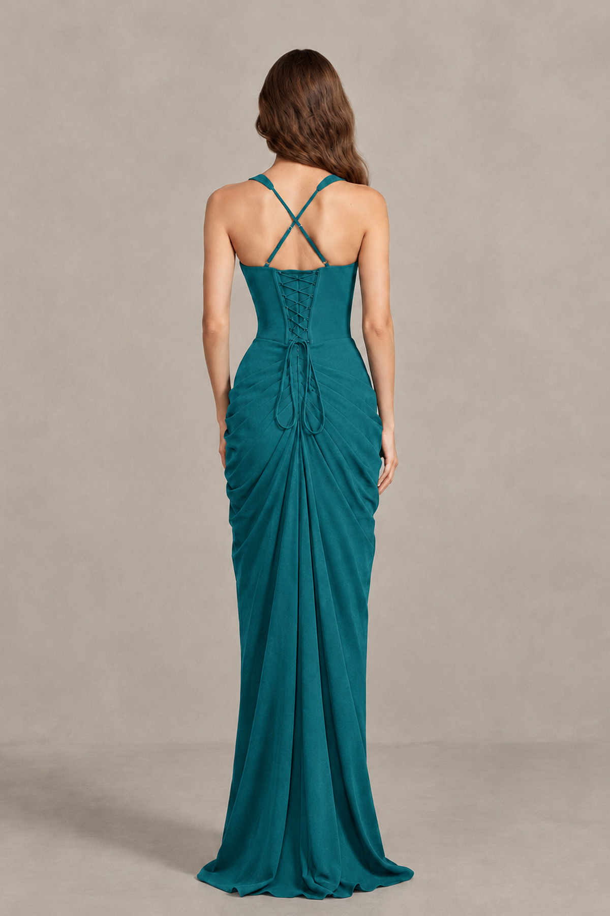 BOLODOO Teal Sweetheart Maxi Dress with High Slit - Teal - Teal_2