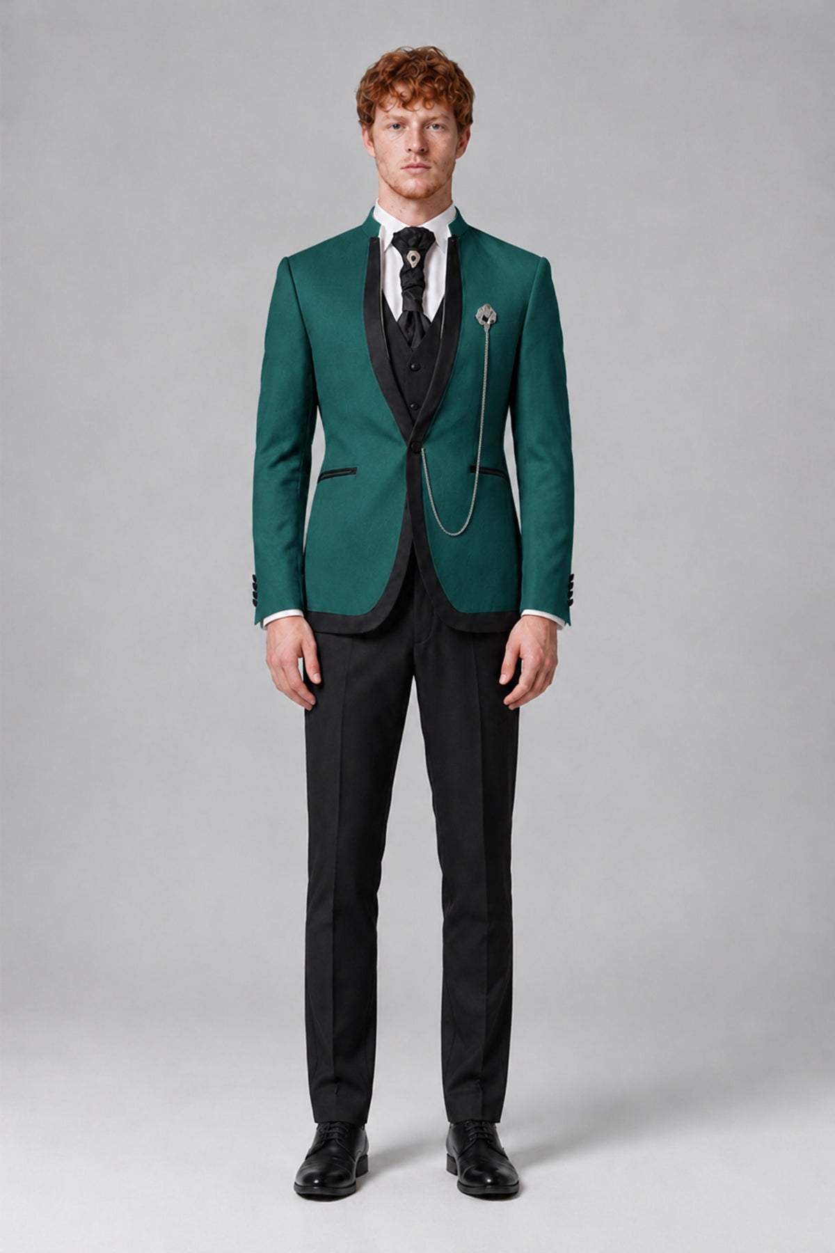Bolodoo Men's Teal 3-Piece Shawl Lapel Tuxedo Suit with Vest - Teal - Teal_2