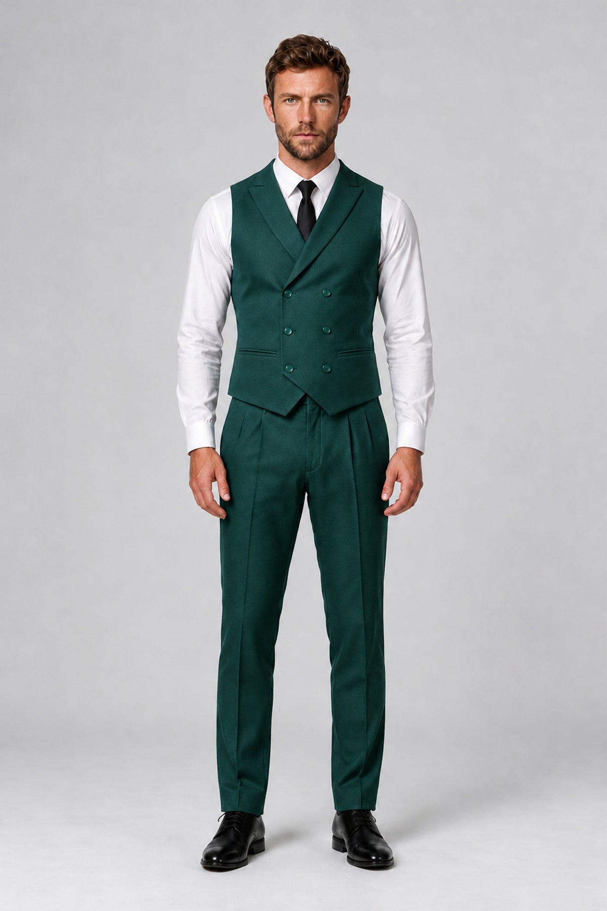 Bolodoo Men's Teal Double-Breasted Vest and Pants 2-Piece Suit - Teal - Teal_2