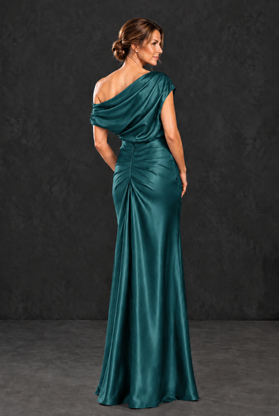 BOLODOO Teal Asymmetric Ruched Mother of the Bride Dress - Teal - Teal_2