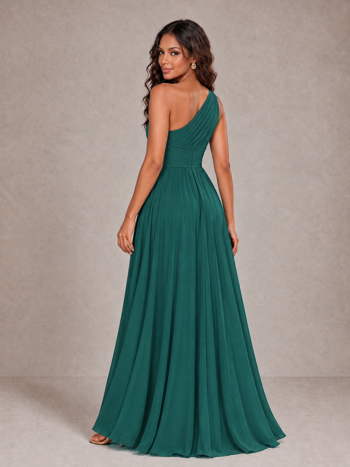 BOLODOO Teal One-Shoulder A-Line Bridesmaid Dress - Teal - Teal_2