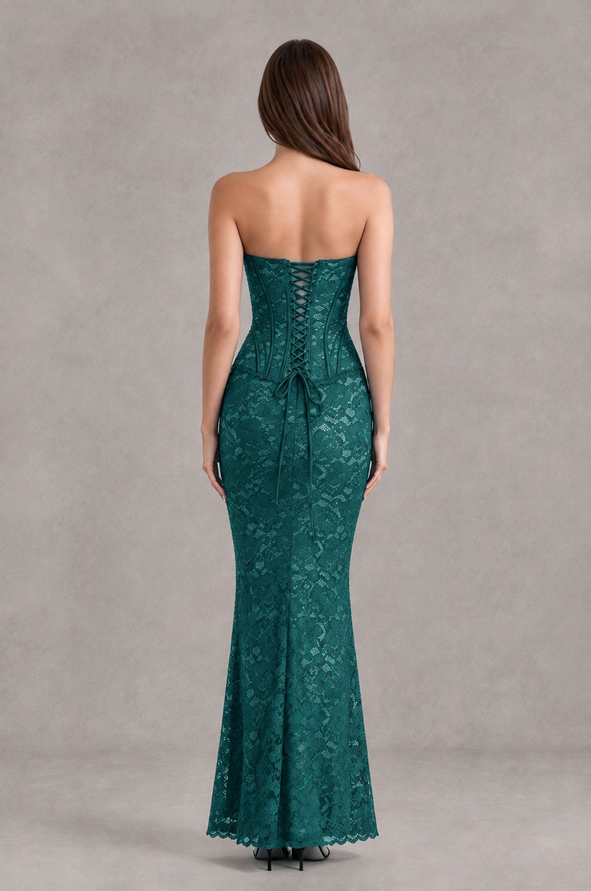 BOLODOO Teal Strapless Lace Corset Wedding Guest Dress - Teal - Teal_2