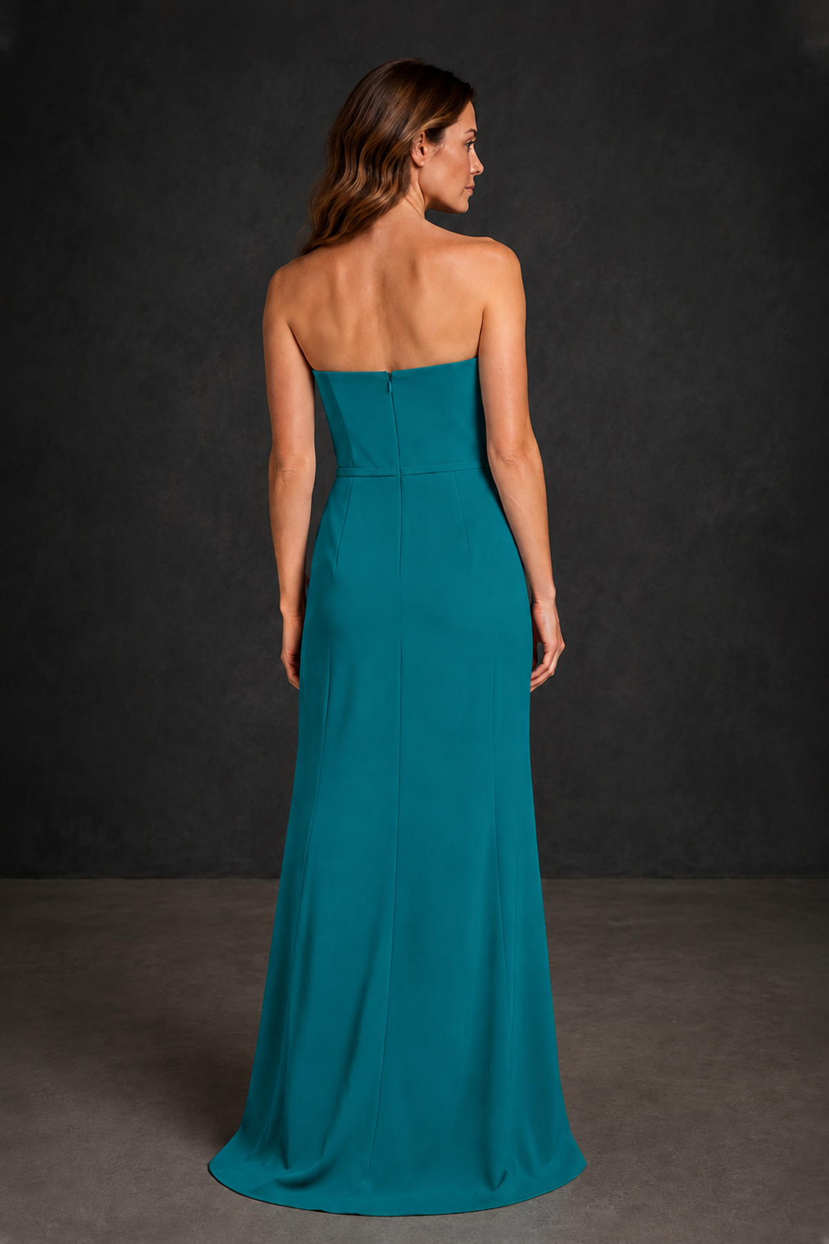 BOLODOO Teal Strapless Mother of the Bride Dress with Ruffle Detail - Teal - Teal_2