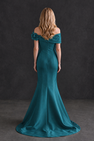 BOLODOO Teal Off-Shoulder Floral Mermaid Mother of the Bride Dress - Teal - Teal_2