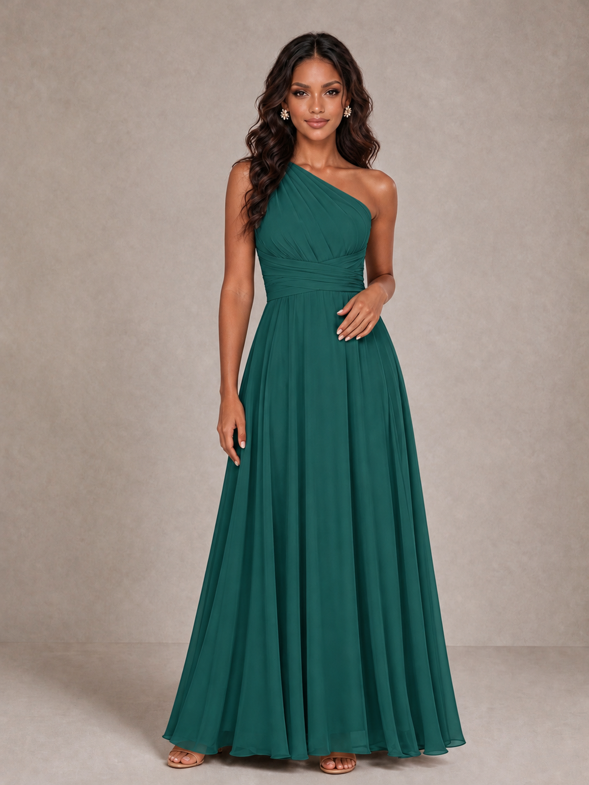 BOLODOO Teal One-Shoulder A-Line Bridesmaid Dress - Teal - Teal_3