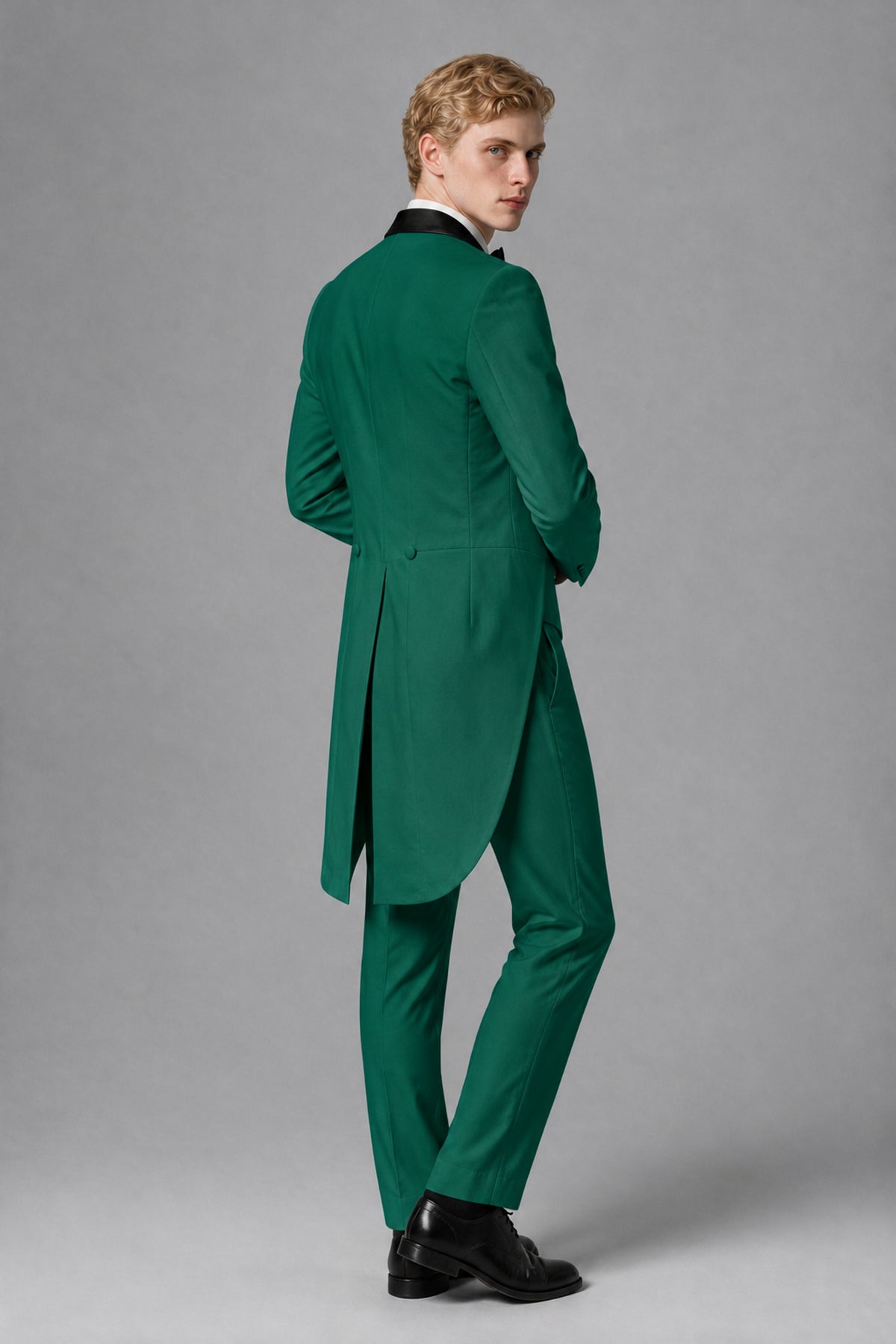 Bolodoo Men's Teal 3-Piece Tailcoat Tuxedo Suit with Vest & Trousers - Teal - Teal_3