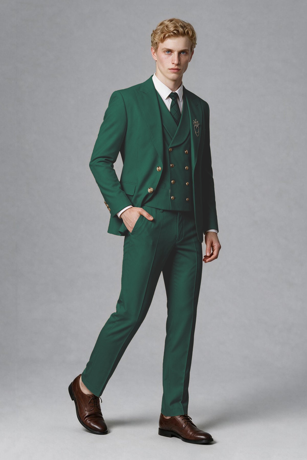 BOLODOO Men's Teal Two-Piece Wedding Suit – Jacket & Trousers - Teal