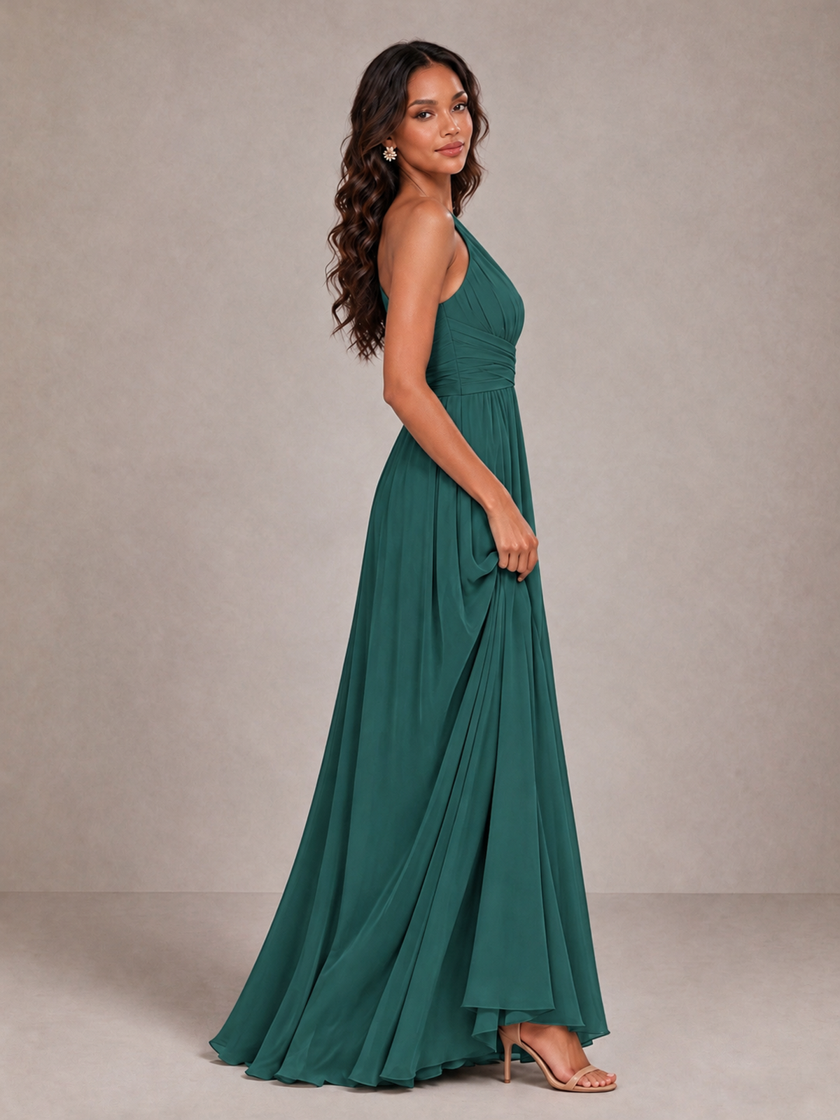 BOLODOO Teal One-Shoulder A-Line Bridesmaid Dress - Teal - Teal_4