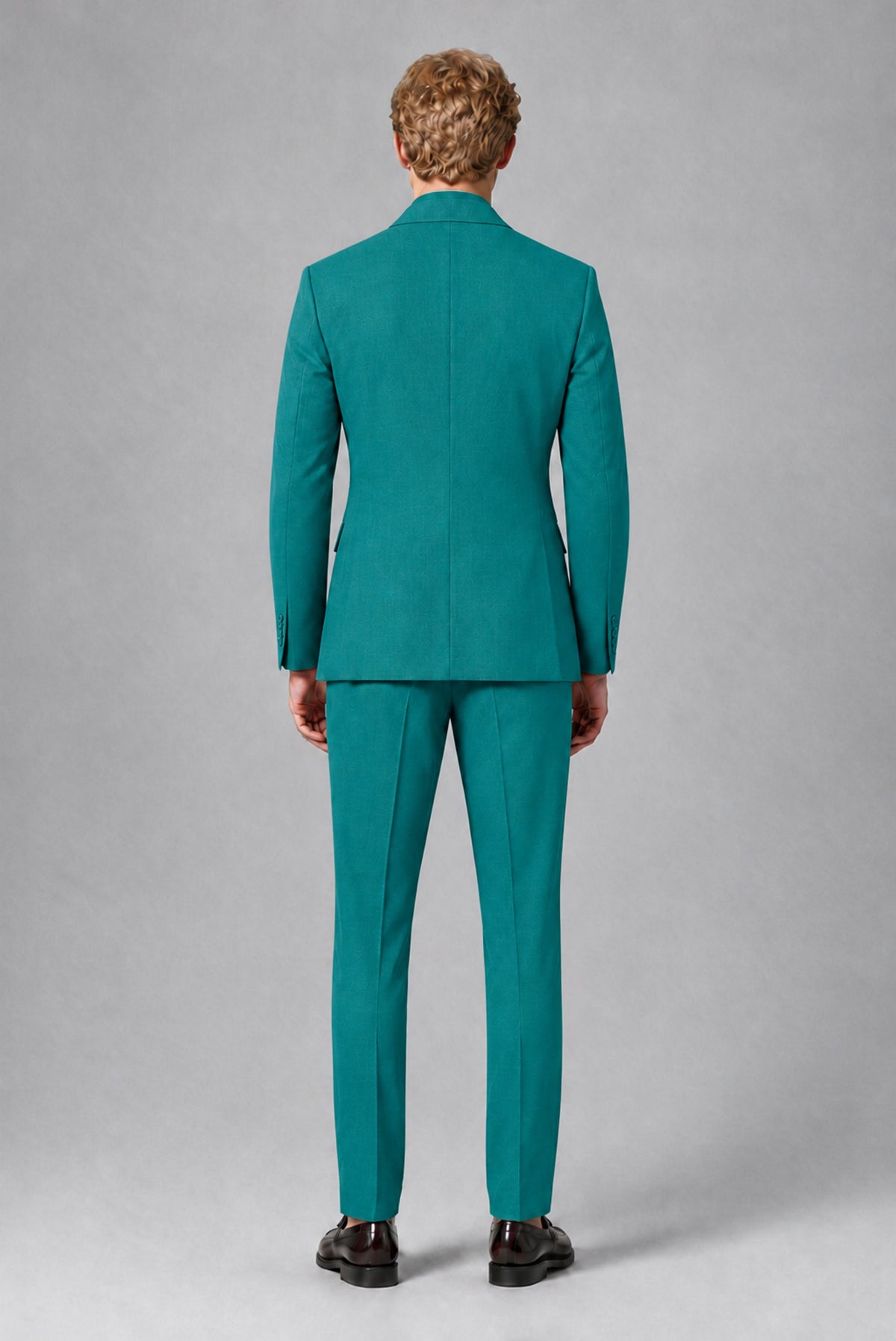BOLODOO Men's Teal Double-Breasted Two-Piece Suit – Jacket & Trousers - Teal