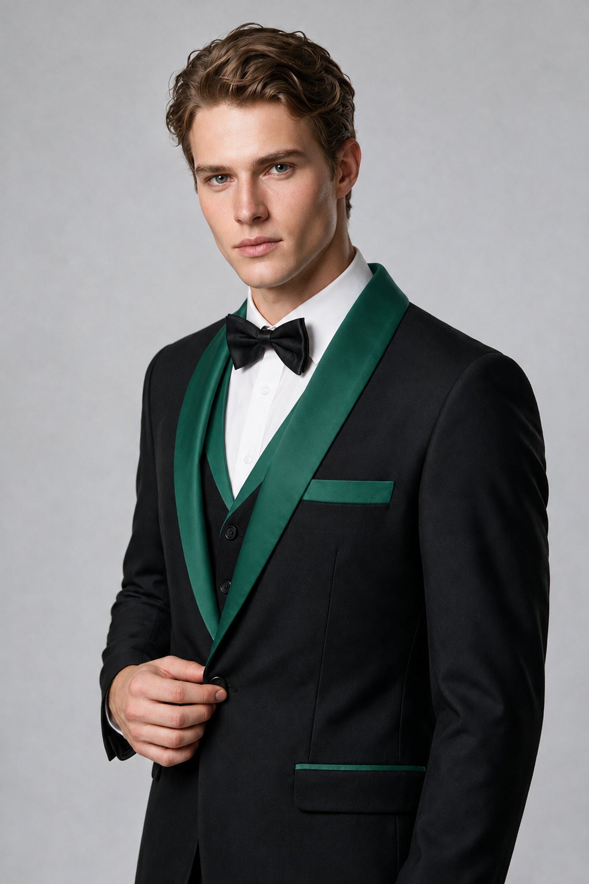 Bolodoo Men's Teal 3-Piece Shawl Lapel Tuxedo Suit - Teal - Teal_4