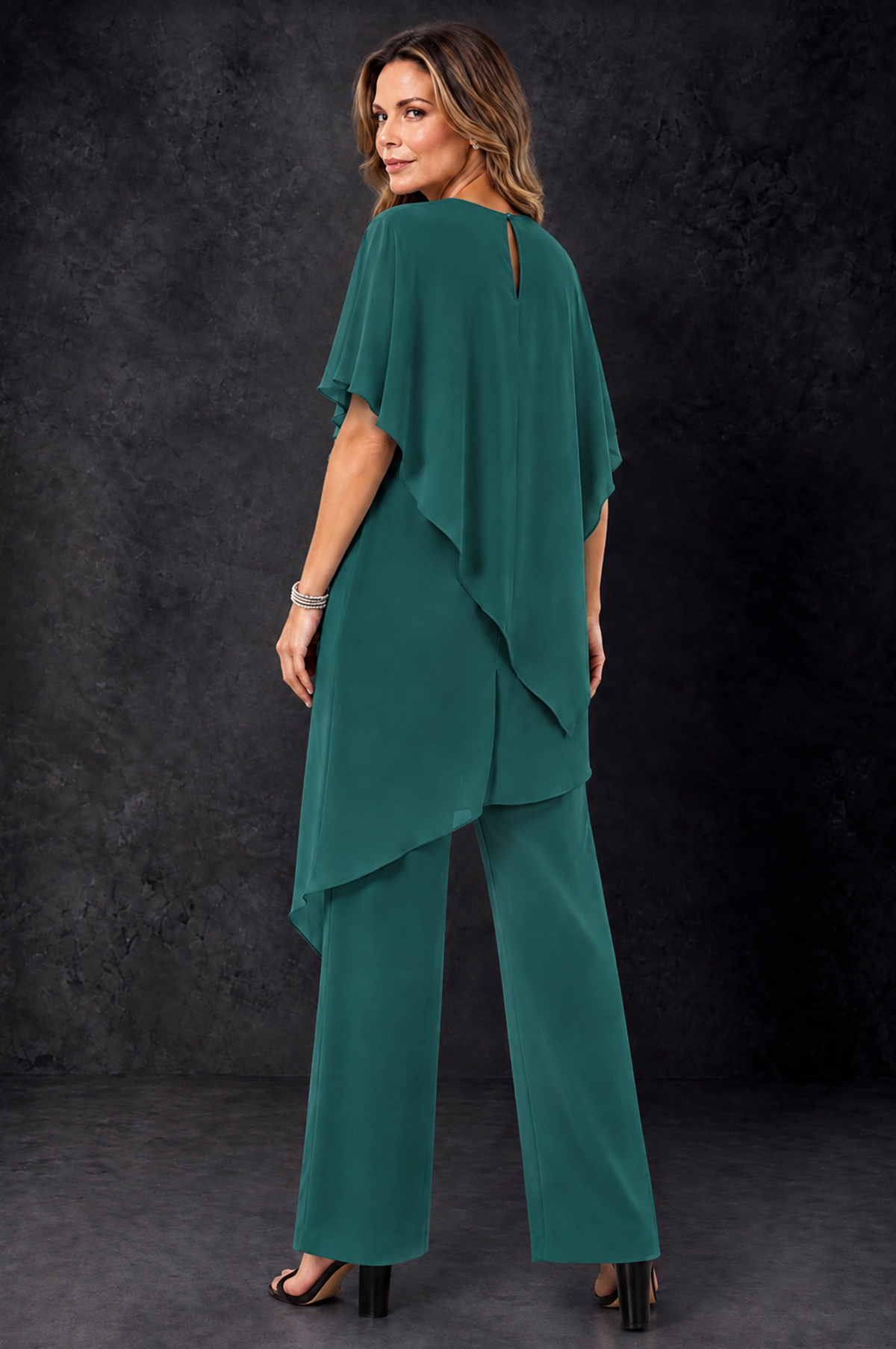 BOLODOO Teal Chiffon Two Piece Mother of the Bride Pant Suit - Teal - Teal_4