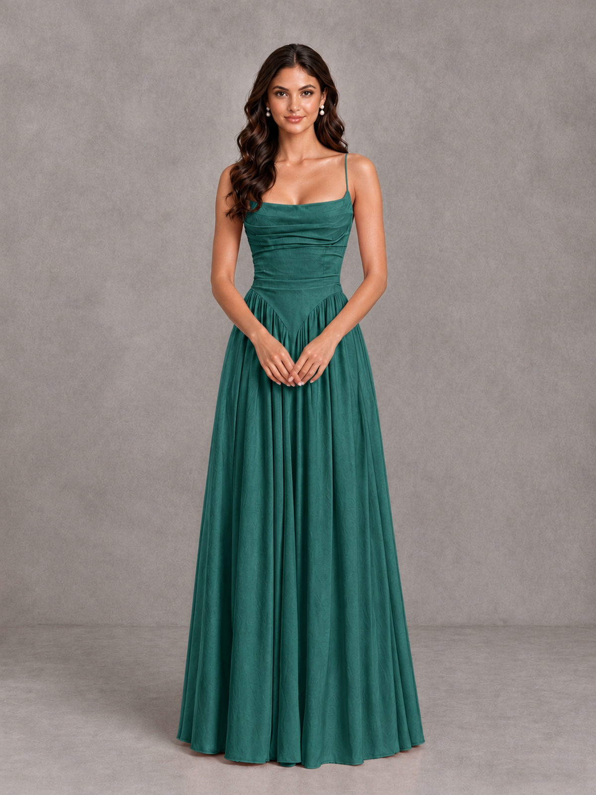 BOLODOO Teal Lace-Up Back A-Line Bridesmaid Dress - Teal - Teal_4