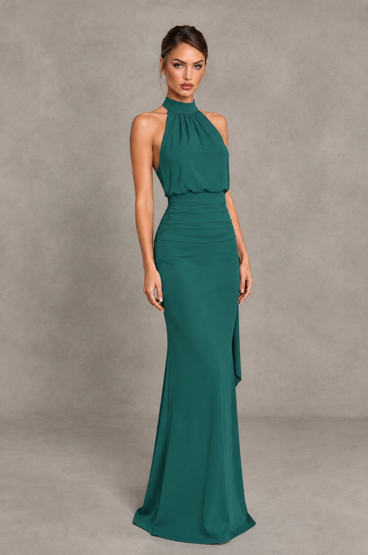 BOLODOO Teal Chiffon Halter Maxi Formal Wedding Guest Dress - Teal - Teal_4