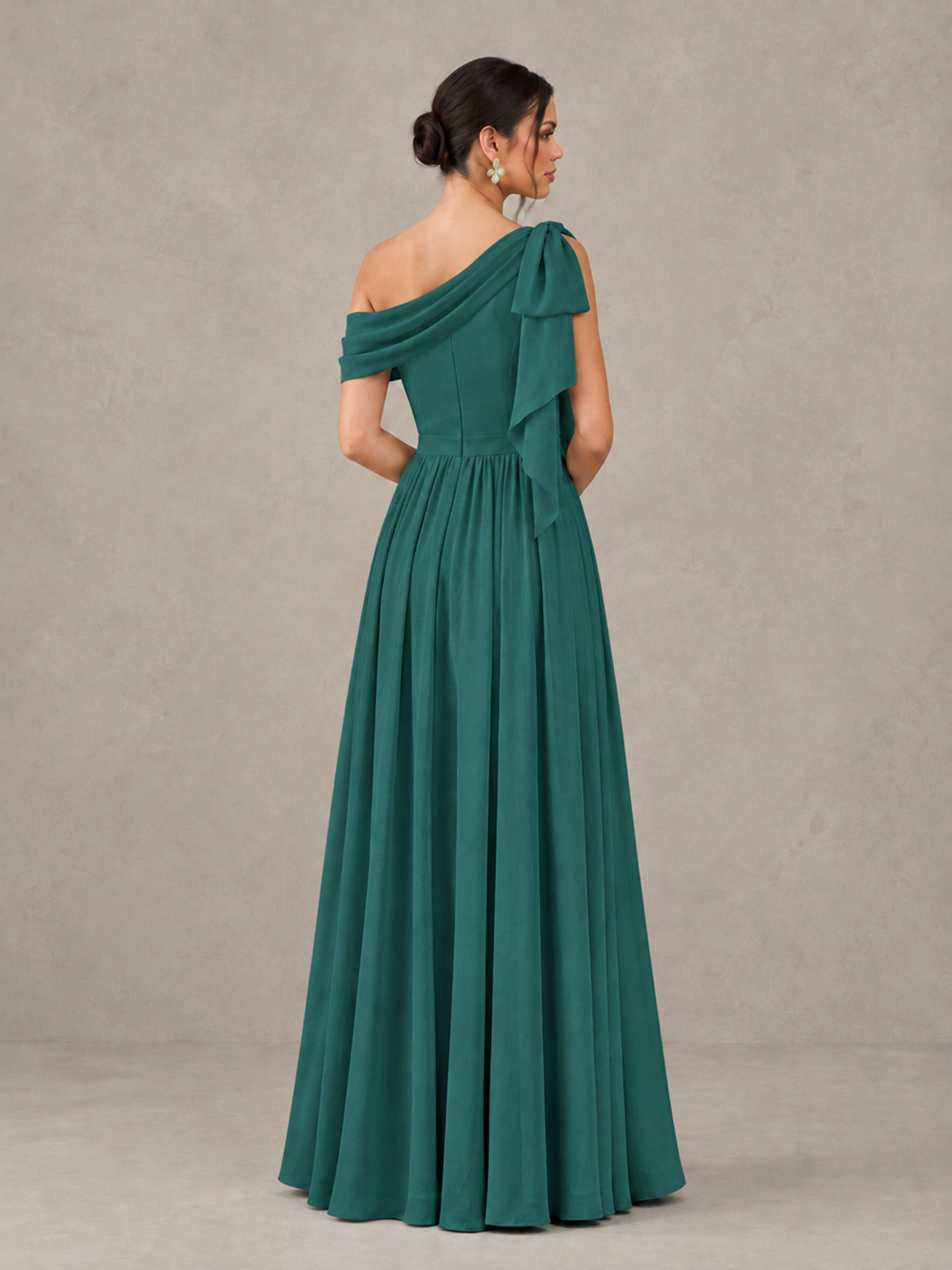 BOLODOO Teal One-Shoulder Maternity Bridesmaid Dress with Slit - Teal - Teal (2)