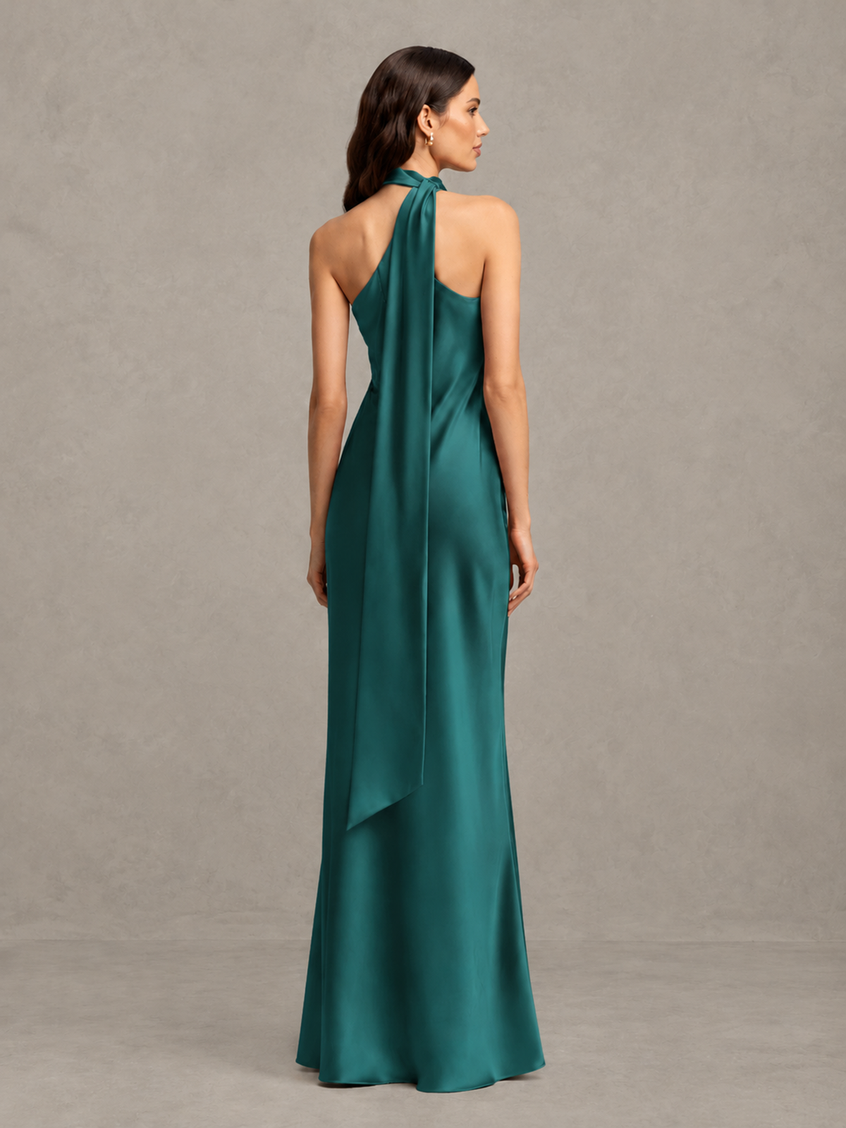 BOLODOO Teal Satin One-Shoulder Bridesmaid Dress with Open Back - Teal - Teal (2)