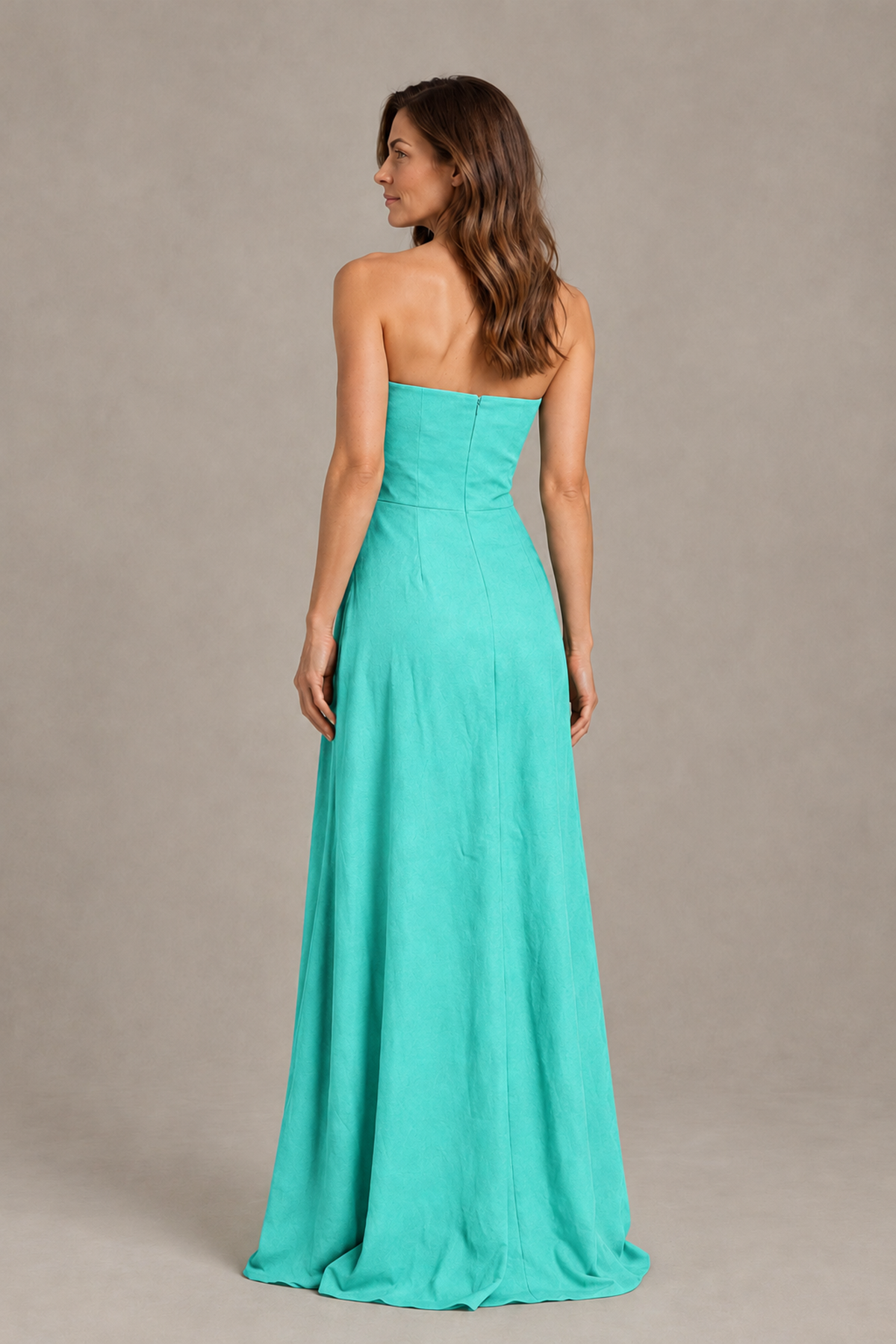 BOLODOO Turquoise Strapless Floral Mother of the Bride Gown - Turquoise - Turquoise_02