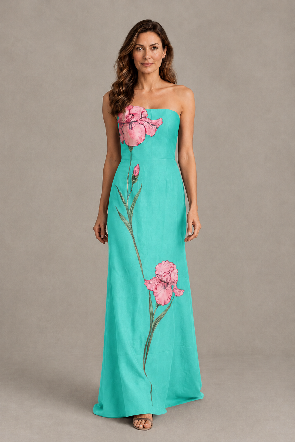 BOLODOO Turquoise Strapless Floral Mother of the Bride Gown - Turquoise - Turquoise_04