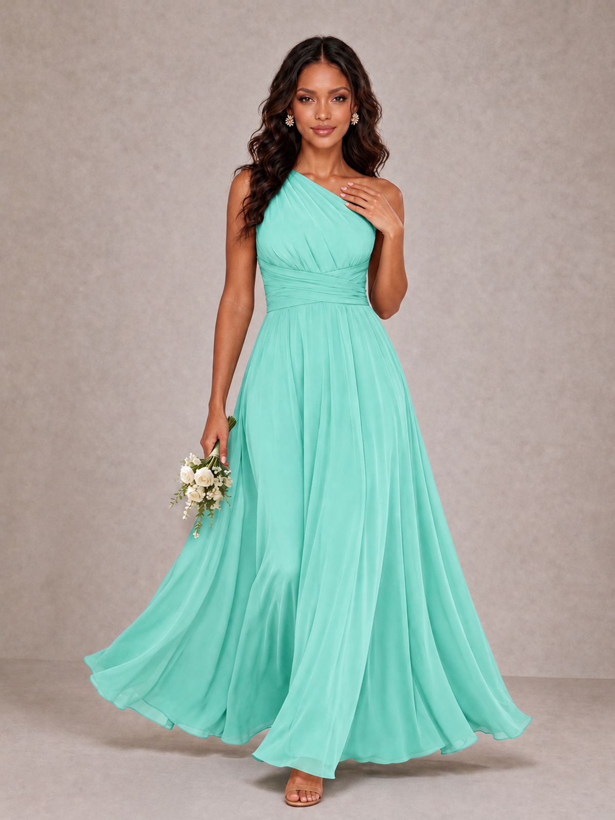 BOLODOO Turquoise One-Shoulder A-Line Bridesmaid Dress - Turquoise - Turquoise_1