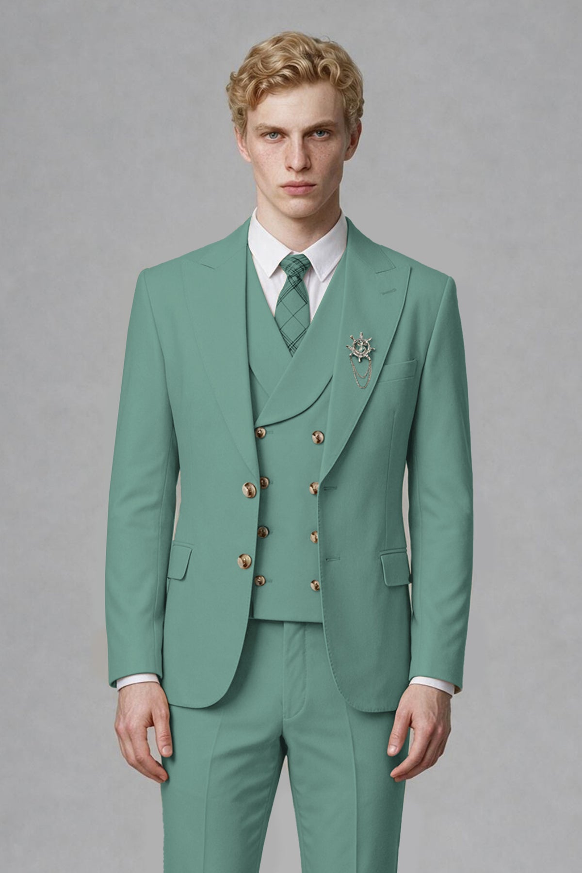 BOLODOO Men's Turquoise Two-Piece Wedding Suit – Jacket & Trousers - Turquoise