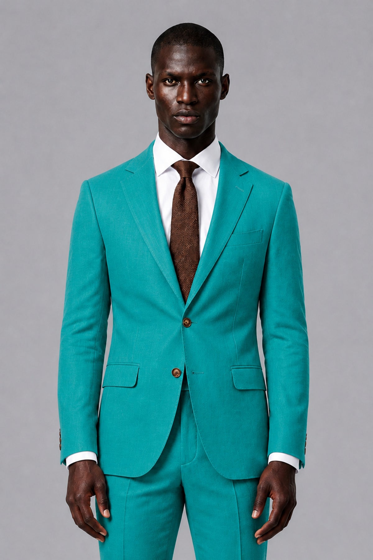 Men's Turquoise Two-Piece Notch Lapel Suit - Turquoise - Turquoise_1