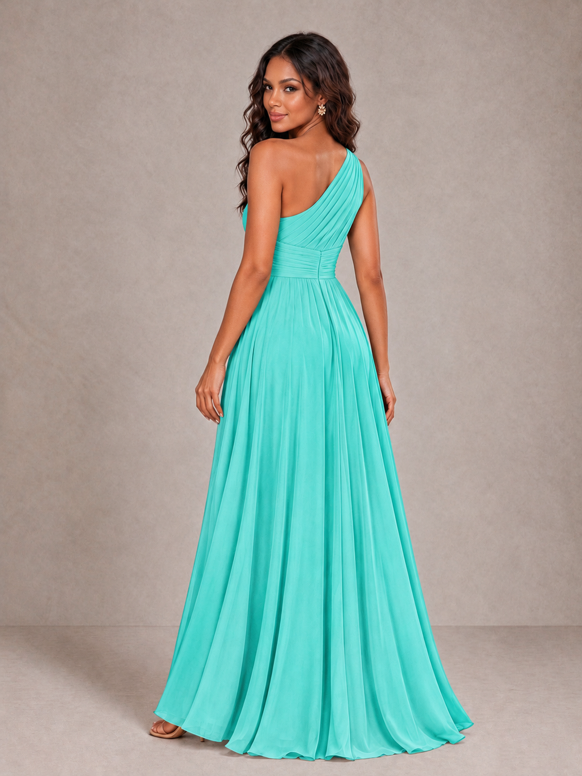BOLODOO Turquoise One-Shoulder A-Line Bridesmaid Dress - Turquoise - Turquoise_2