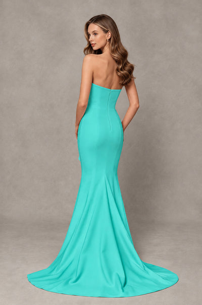 BOLODOO Turquoise Strapless Mermaid Evening Dress with Ruffle Slit and Train - Turquoise - Turquoise_2