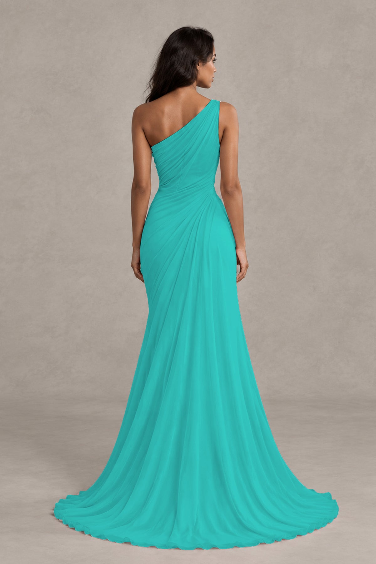 BOLODOO Turquoise One-Shoulder Floral Ruched Maxi Dress - Turquoise