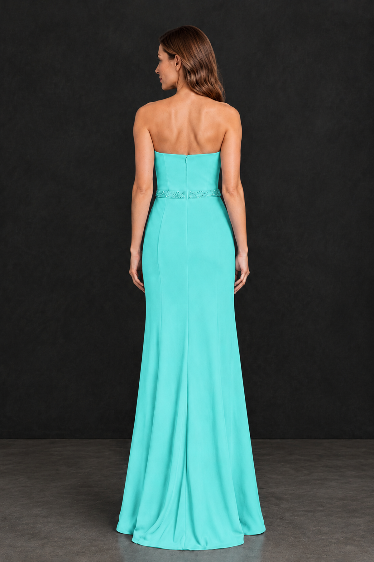 BOLODOO Turquoise Strapless Mother of the Bride Dress with 3D Floral Appliques - Turquoise - Turquoise_2