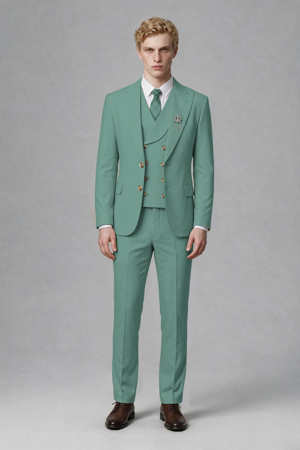 BOLODOO Men's Turquoise Two-Piece Wedding Suit – Jacket & Trousers - Turquoise